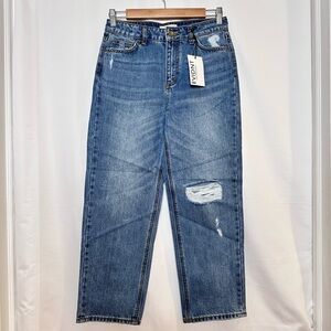 Anthropologie EVIDNT Malibu Girlfriend High Rise Jeans Distressed Size 25 NWT